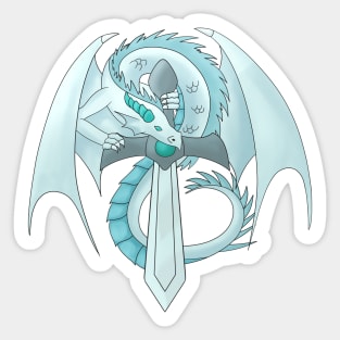 Aquamarine Sword Dragon Sticker